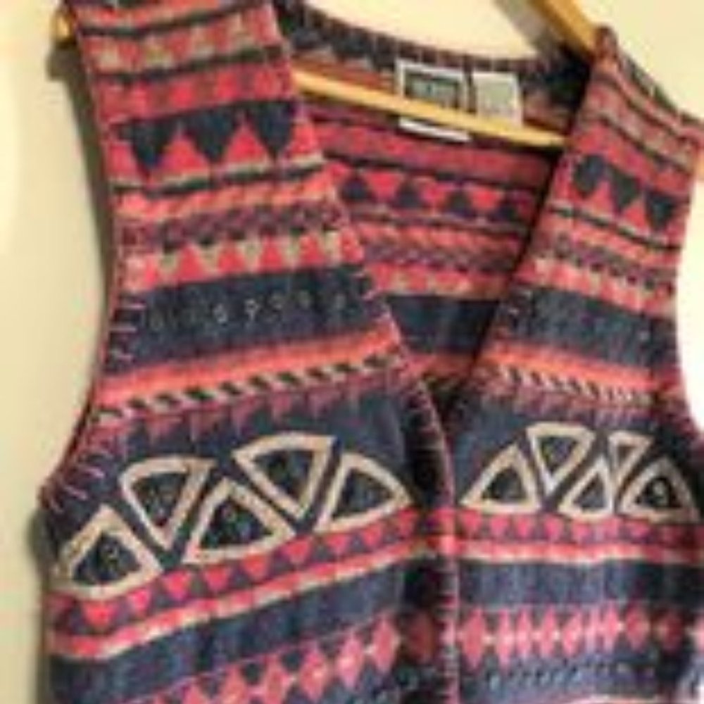 Vintage cotton blend knit vest with buttons